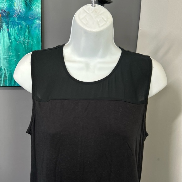 J CREW Top Womens‎ Small Black Sleeveless Tank Fringe Hem Zip Back Ponte Stretch - Picture 3 of 13